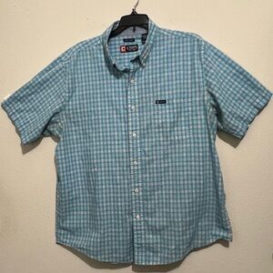 Chaps Blue and light yellow Checkered Casual Button Down Shirt